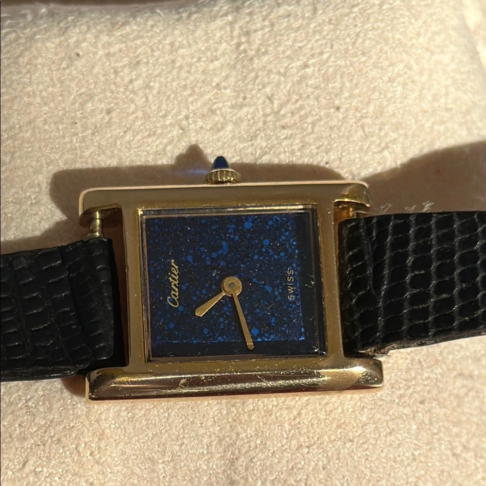 Cartier 18k Gold Electroplated swiss and Blue Watch - Picture 7 of 11